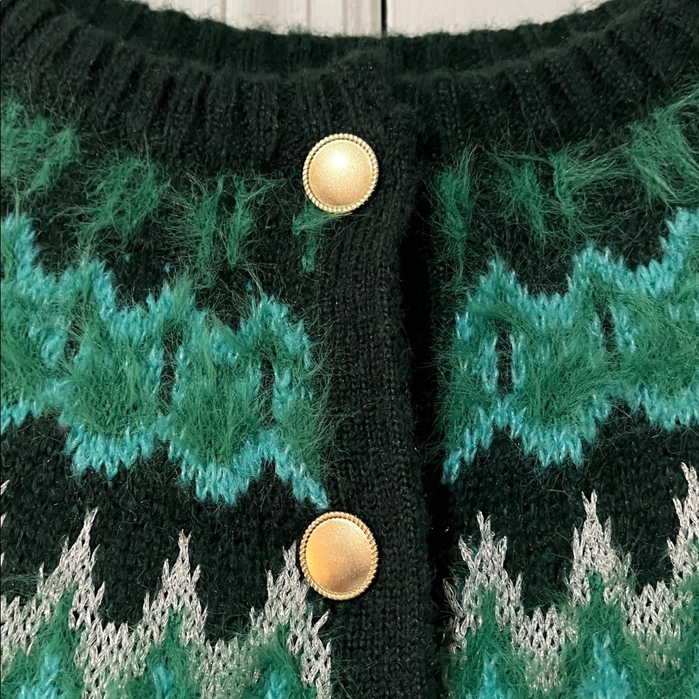 Green Patterned Women's Sweater - Picture 10 of 15